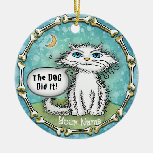 Hond deed het Scraggles Kat Keramisch Ornament (Voorkant)