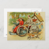  hond die Antiek Briefkaart achtervolgt (Voorkant / Achterkant)