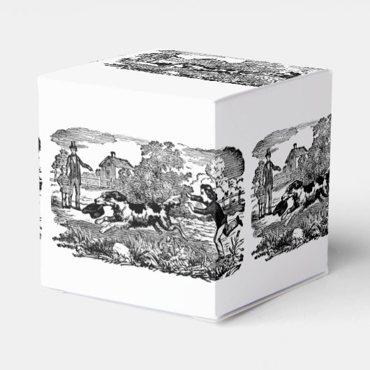 Hond die antiek huisdier art Victoriaans illustrat Bedankdoosjes (Achterkant)