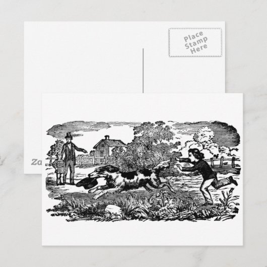 Hond die antiek huisdier art Victoriaans illustrat Briefkaart (Voorkant / Achterkant)