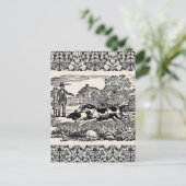 Hond die antiek huisdier art Victoriaans illustrat Briefkaart (Staand voorkant)