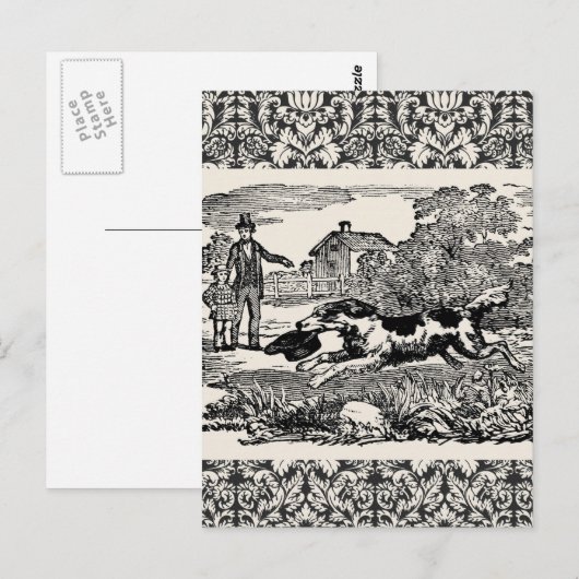 Hond die antiek huisdier art Victoriaans illustrat Briefkaart (Voorkant / Achterkant)