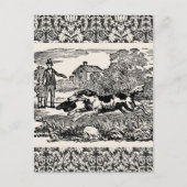 Hond die antiek huisdier art Victoriaans illustrat Briefkaart (Voorkant)