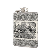 Hond die antiek huisdier art Victoriaans illustrat Heupfles (Links)