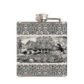 Hond die antiek huisdier art Victoriaans illustrat Heupfles (Achterkant)