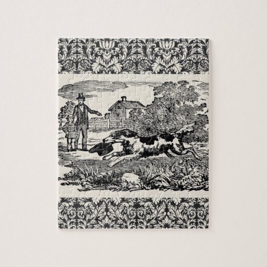 Hond die antiek huisdier art Victoriaans illustrat Legpuzzel (Verticaal)