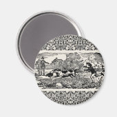 Hond die antiek huisdier art Victoriaans illustrat Magneet (Voorkant / Achterkant)