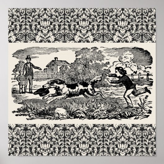 Hond die antiek huisdier art Victoriaans illustrat Poster (Voorkant)