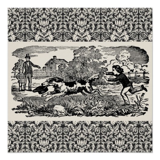 Hond die antiek huisdier art Victoriaans illustrat Poster (Voorkant)