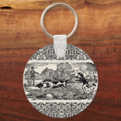 Hond die antiek huisdier art Victoriaans illustrat Sleutelhanger (Voorkant)