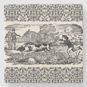 Hond die antiek huisdier art Victoriaans illustrat Stenen Onderzetter