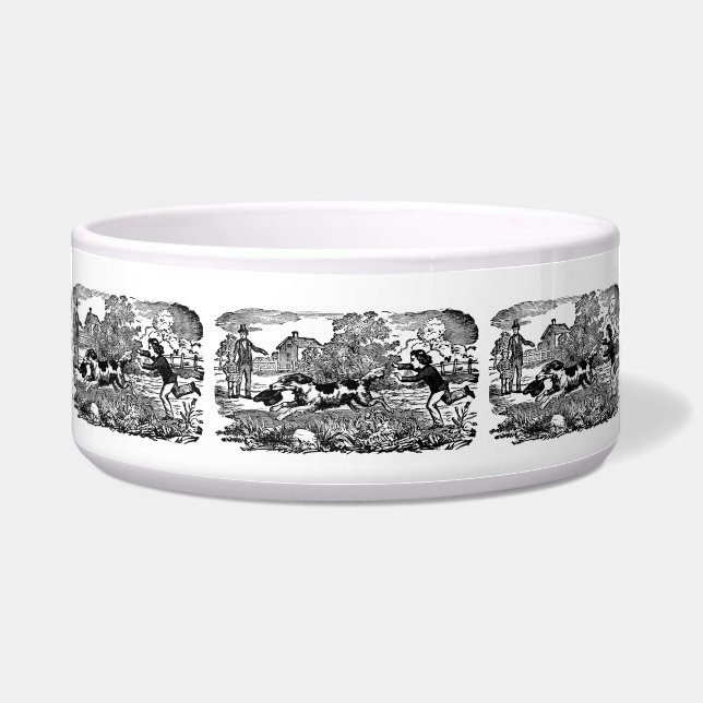 Hond die antiek huisdier art Victoriaans illustrat Voerbakje (Voorkant)