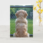 Hond die door een hek kijkt kaart (Gele Bloem)