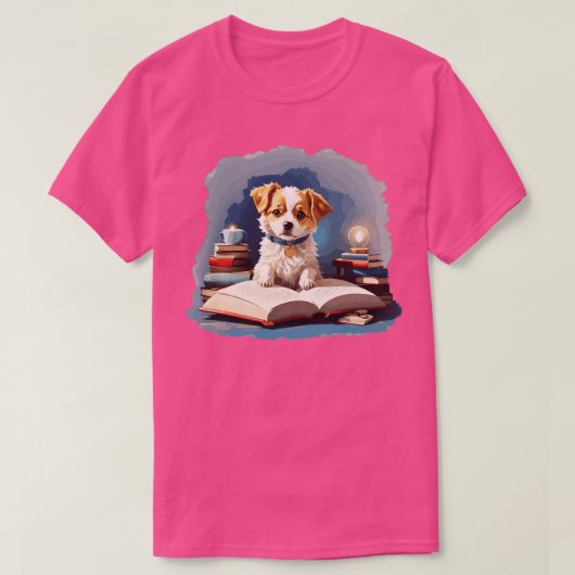 Hond die een boek leest t-shirt (Design voorkant)