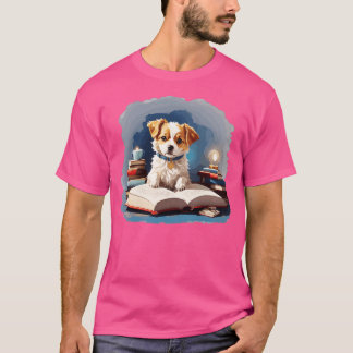 Hond die een boek leest t-shirt