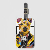 Hond die een pak draagt: digitale kunst bagagelabel (Voorkant (verticaal))