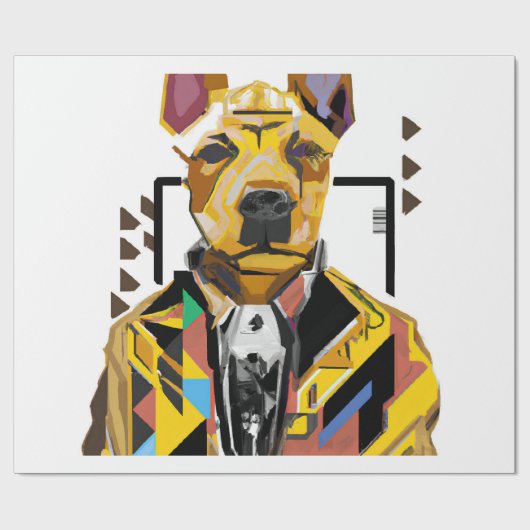 Hond die een pak draagt: digitale kunst cadeaupapier (Vlak)