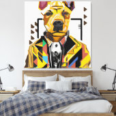 Hond die een pak draagt: digitale kunst canvas afdruk (Insitu (Slaapkamer))