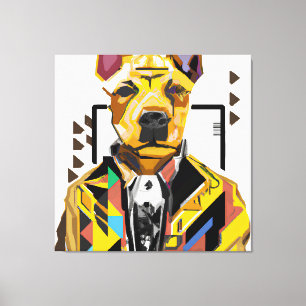 Hond die een pak draagt: digitale kunst canvas afdruk