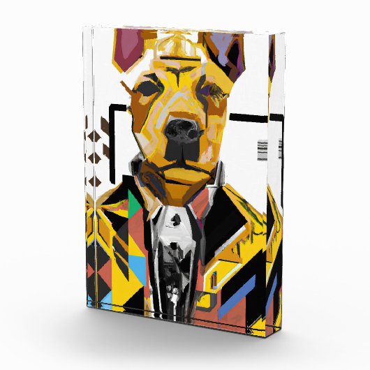 Hond die een pak draagt: digitale kunst fotoblokken (Rechts)