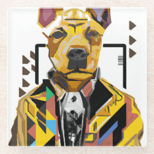 Hond die een pak draagt: Digitale kunst Glazen Onderzetter