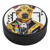 Hond die een pak draagt: digitale kunst hockey puck (3/4)