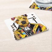 Hond die een pak draagt: digitale kunst kartonnen onderzetters (Schuin)