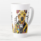 Hond die een pak draagt: digitale kunst latte mok (Rechterhoek)