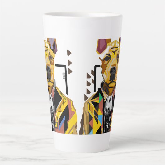 Hond die een pak draagt: digitale kunst latte mok (Voorkant)