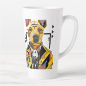 Hond die een pak draagt: digitale kunst latte mok (Rechts)