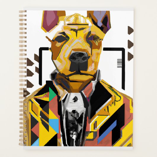 Hond die een pak draagt: digitale kunst planner (Voorkant)