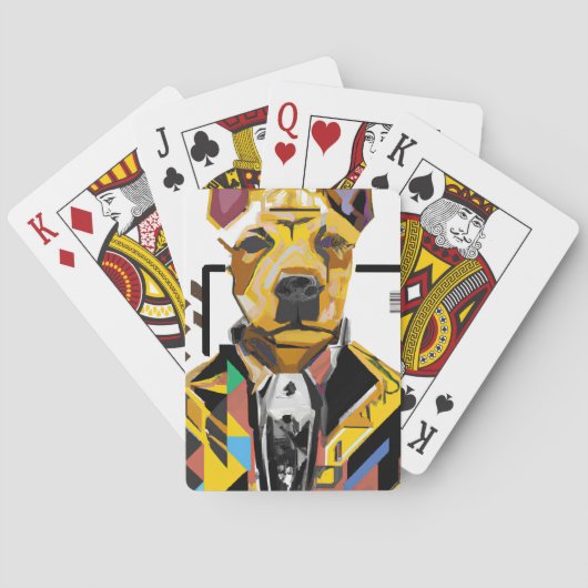 Hond die een pak draagt: digitale kunst pokerkaarten (Achterkant)