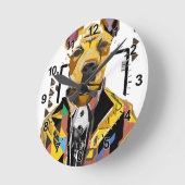 Hond die een pak draagt: digitale kunst ronde klok (Hoek)