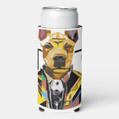 Hond die een pak draagt: digitale kunst seltzer blikjeskoeler (Seltzer Voorkant)