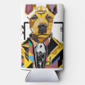 Hond die een pak draagt: digitale kunst seltzer blikjeskoeler (Achterkant)