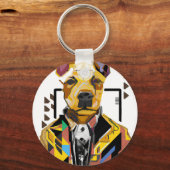 Hond die een pak draagt: digitale kunst sleutelhanger (Achterkant)