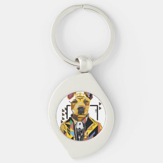 Hond die een pak draagt: digitale kunst sleutelhanger (Voorkant)