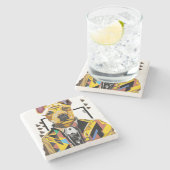 Hond die een pak draagt: digitale kunst stenen onderzetter (Zijkant)