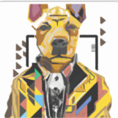 Hond die een pak draagt: digitale kunst sticker (Voorkant)