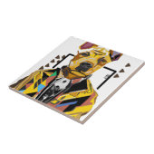 Hond die een pak draagt: digitale kunst tegeltje (Zijkant)