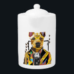 Hond die een pak draagt: digitale kunst theepot<br><div class="desc">Kunstwerk van: Brady Arnold.</div>