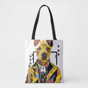 Hond die een pak draagt: digitale kunst tote bag