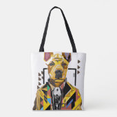 Hond die een pak draagt: digitale kunst tote bag (Achterkant)