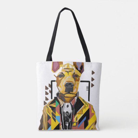 Hond die een pak draagt: digitale kunst tote bag (Achterkant)