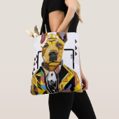 Hond die een pak draagt: digitale kunst tote bag (Dichtbij)