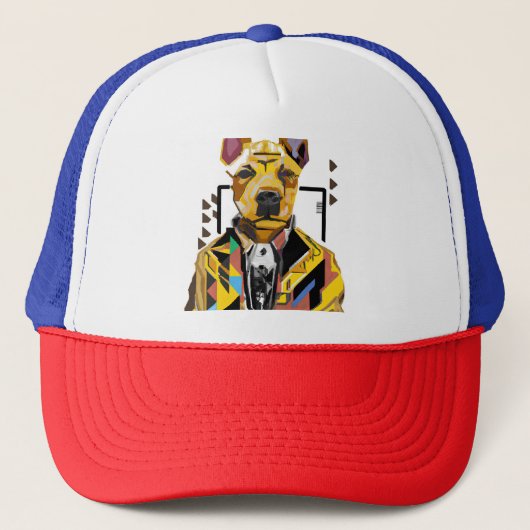 Hond die een pak draagt: digitale kunst trucker pet (Voorkant)