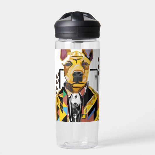 Hond die een pak draagt: digitale kunst waterfles (Voorkant)