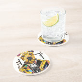 Hond die een pak draagt: digitale kunst zandsteen onderzetter (Zijkant)