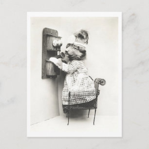  hond die een telefoongesprek voert Vreemd Briefkaart