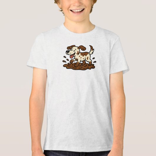 Hond die in de modder speelt Tri-Blend shirt (Voorkant)